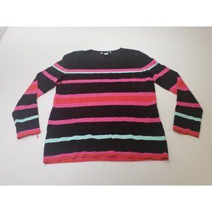 Belford Womens Shirt Long Sleeve Round Neck Zipper Cuffs Striped Multicolor XS